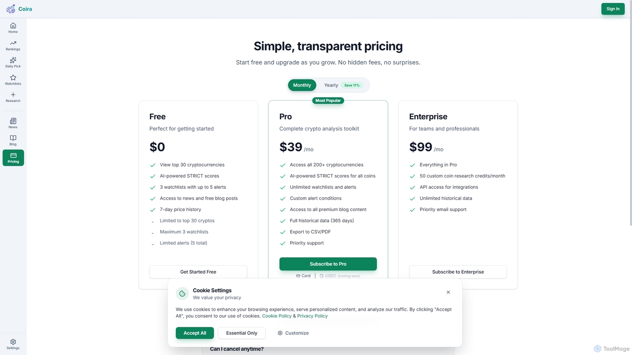 Simple, transparent pricing | Coira | Coira for Coira