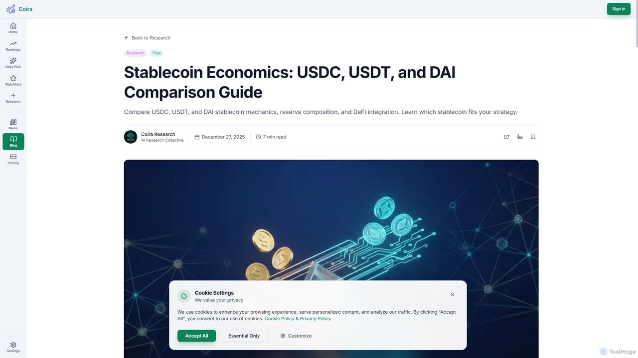 Stablecoin Economics: USDC, USDT, and DAI Comparison Guide | Coira Research | Coira for Coira