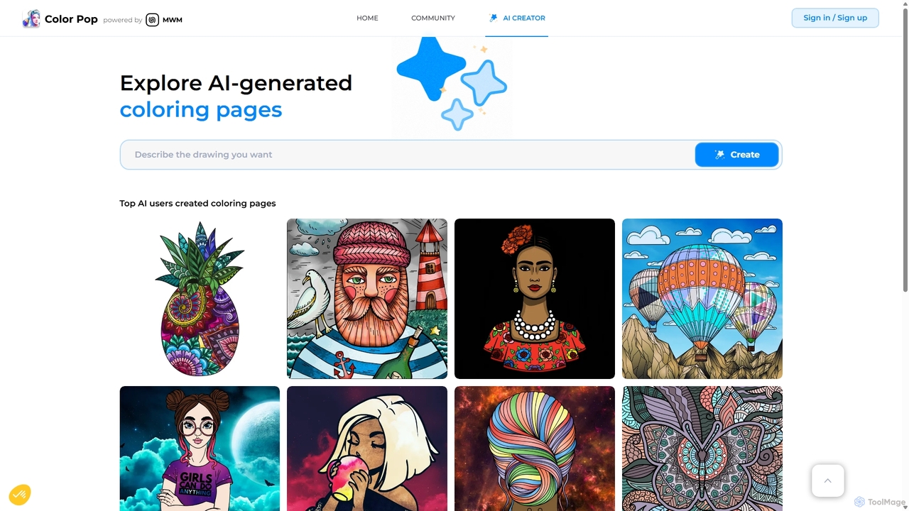 Color Pop - Create a new AI-generated drawing for Color Pop