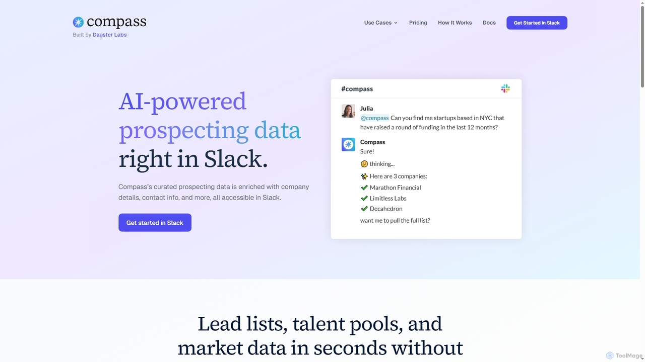 Compass | Slack-Native Data Assistant for Fast, Trusted Insights for Compass