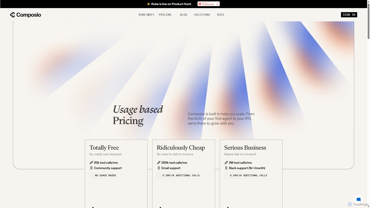 Composio - Simple Pricing for Real-World Scale for Composio