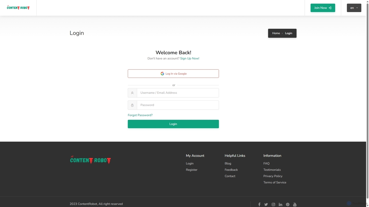 Login - Content Robot - OpenAI Content & Image Generator for Content Robot