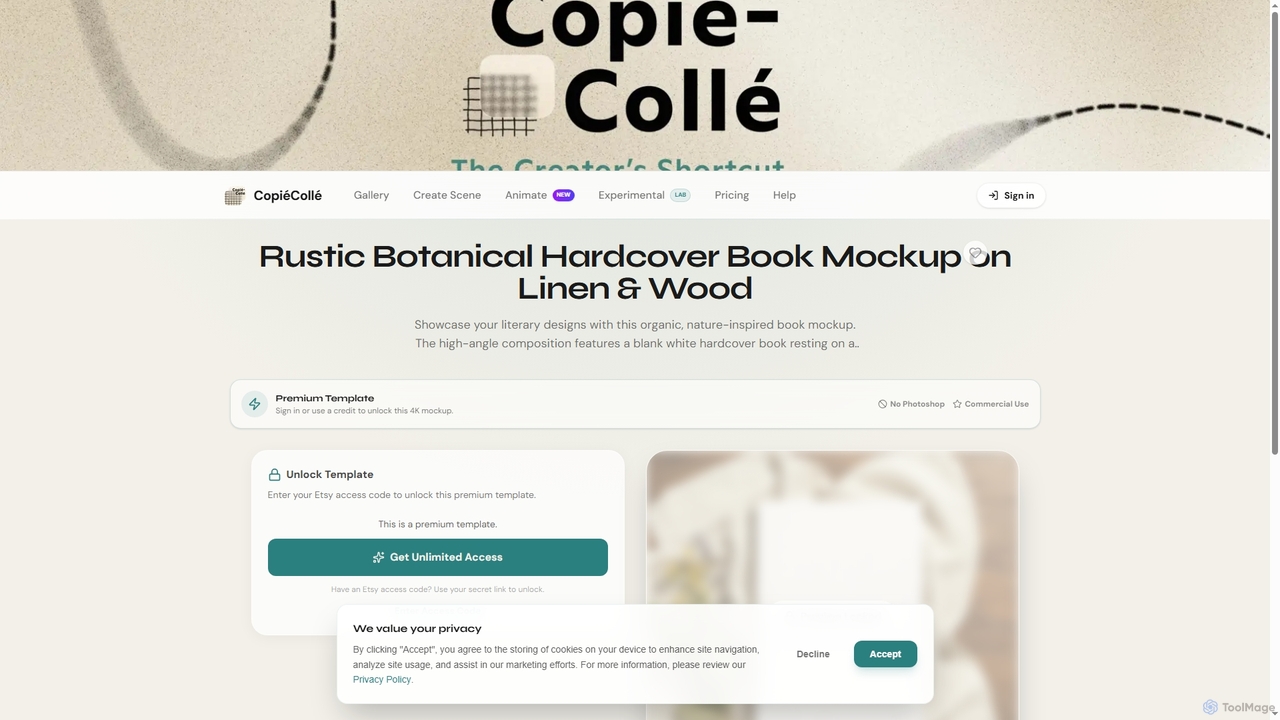 Rustic Botanical Hardcover Book Mockup on Linen & Wood | CopiéCollé for Copiecolle
