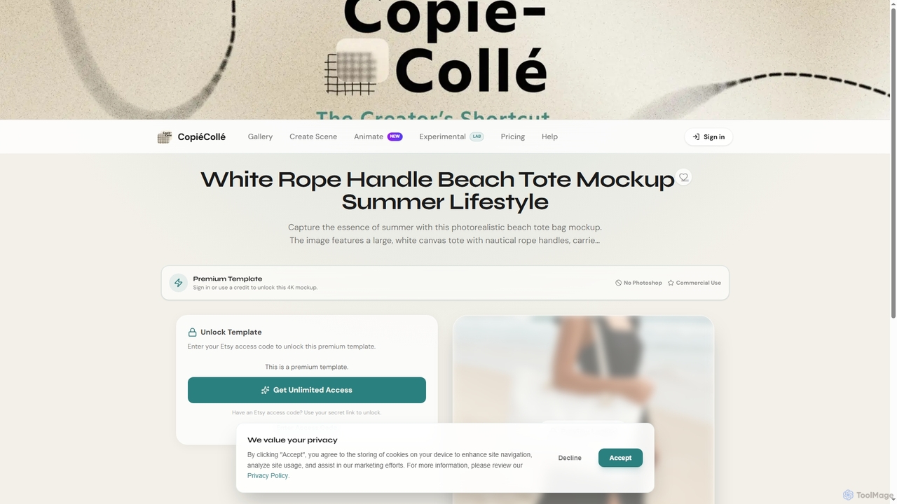 White Rope Handle Beach Tote Mockup - Summer Lifestyle | CopiéCollé for Copiecolle