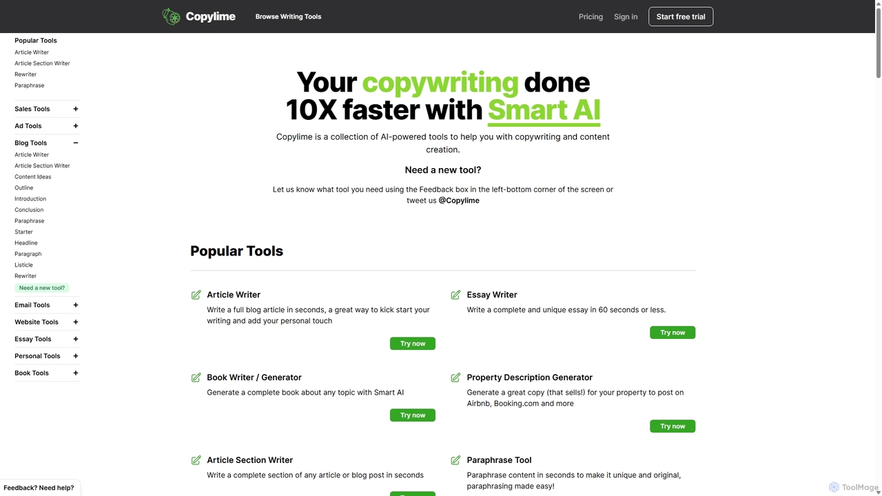Smart AI Tools for copywriting and content • Copylime for Copylime