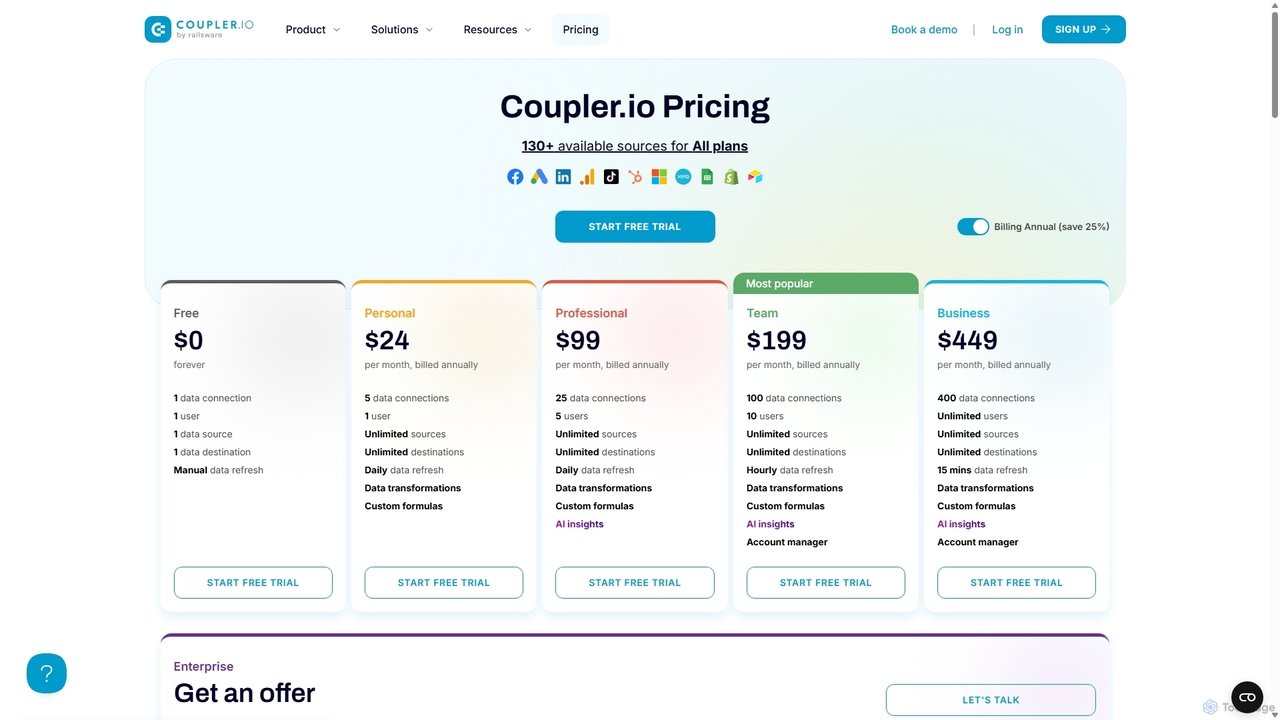 Coupler.io Plans & Pricing for Coupler.io
