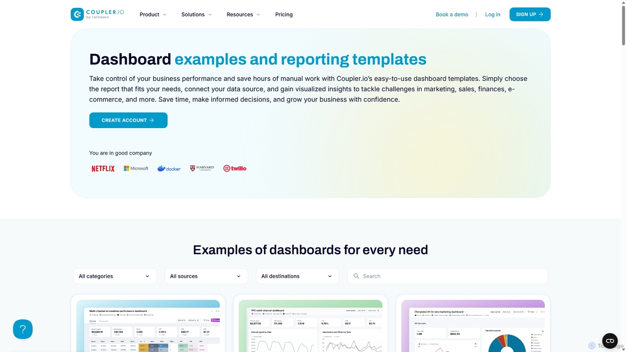 Dashboard Examples and Reporting Templates for Coupler.io