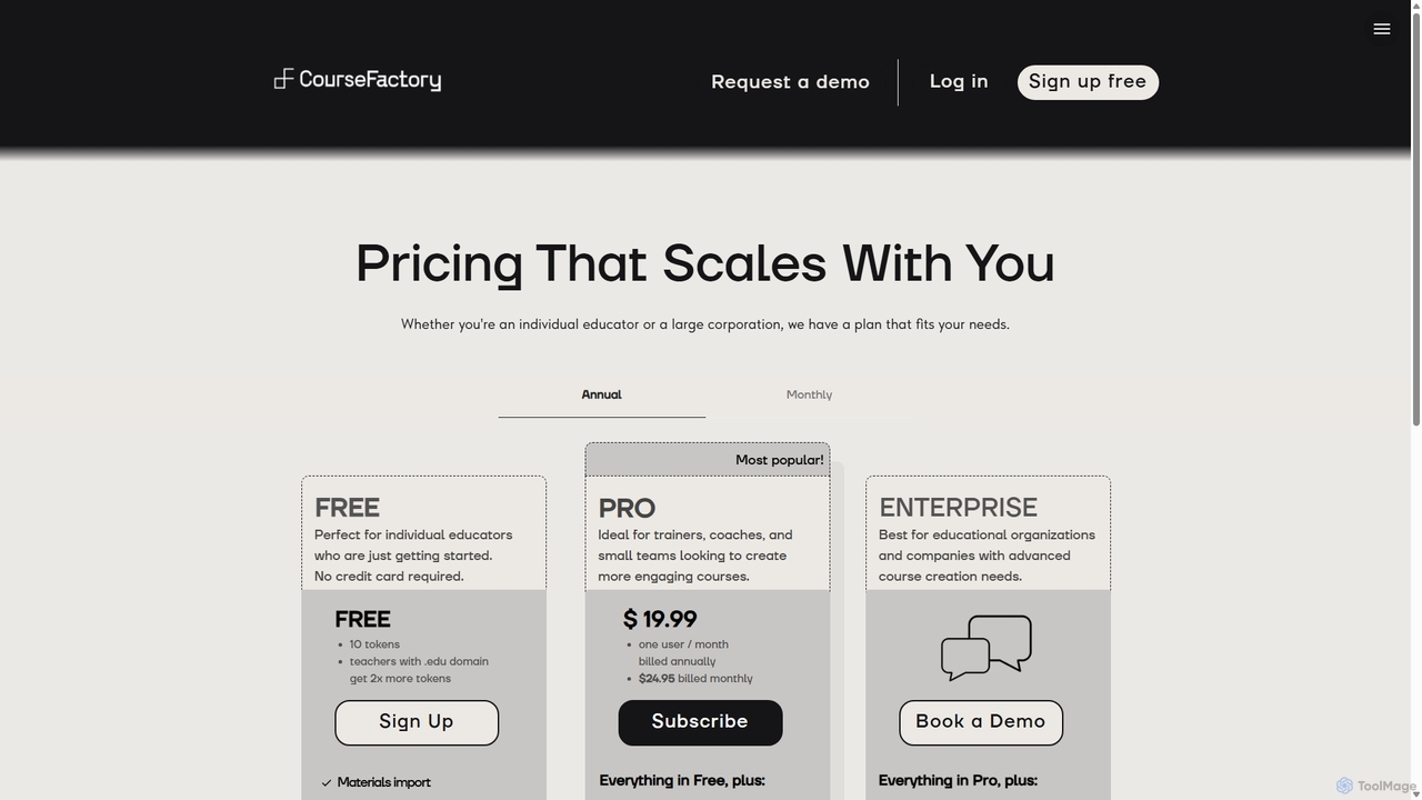 Pricing for CourseFactory AI