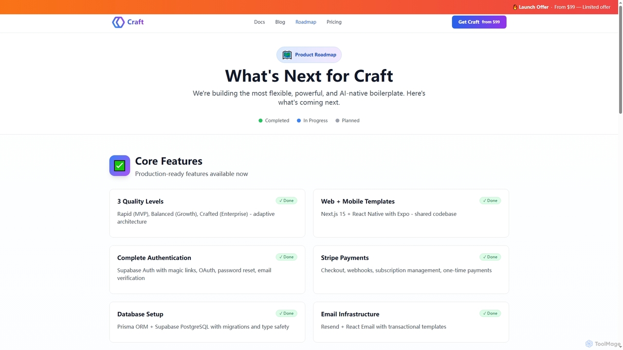 Roadmap - Craft for Craft