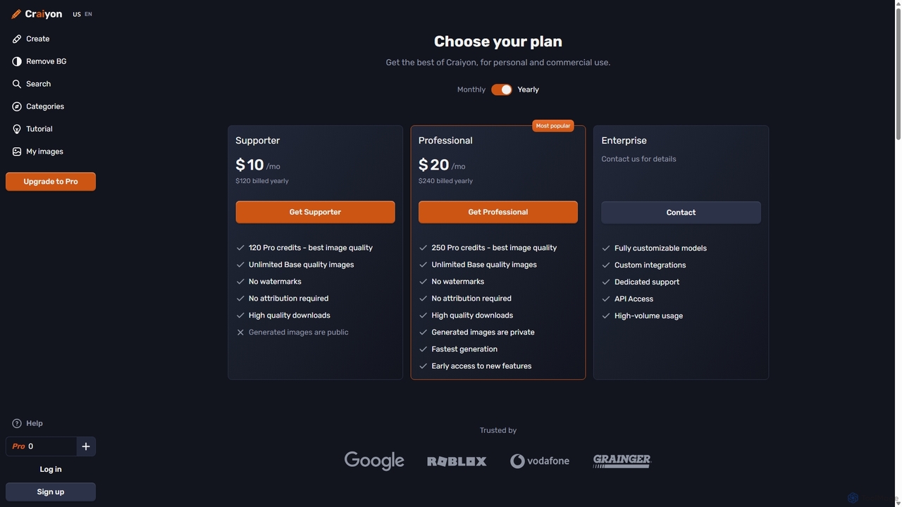 Craiyon Pricing Plans - AI Image Generator for Craiyon