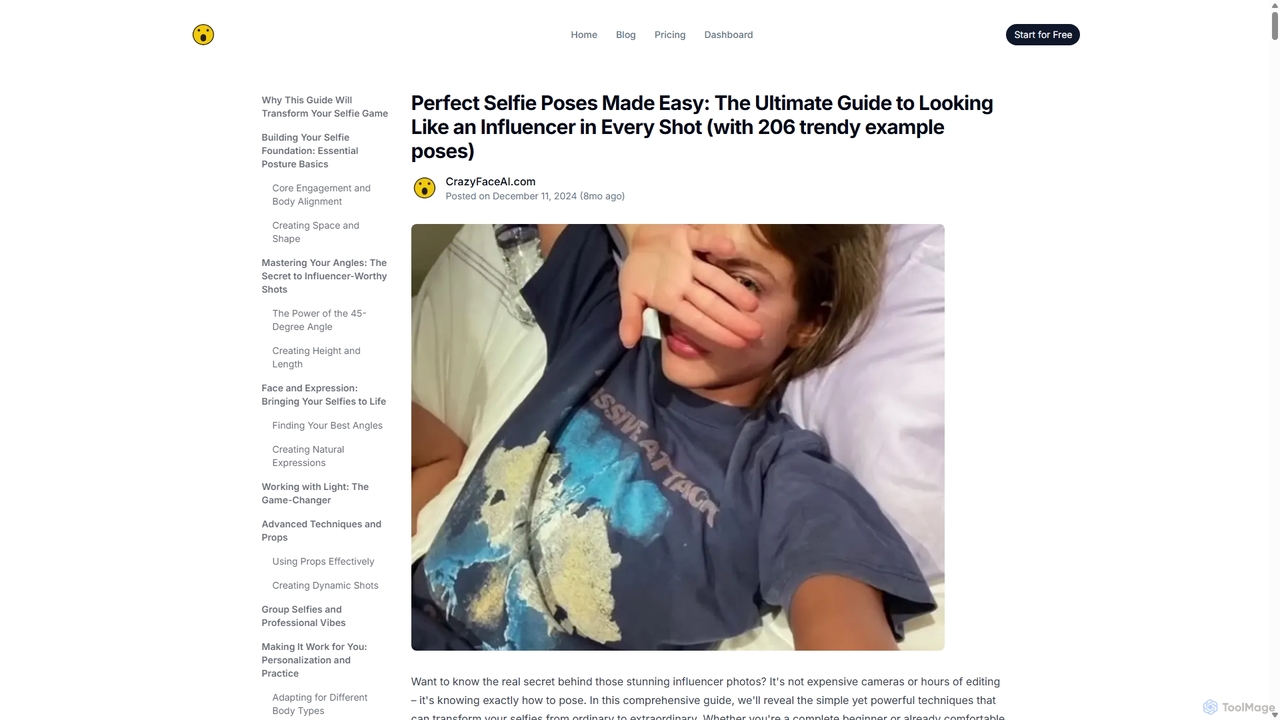 Perfect Selfie Poses Made Easy: The Ultimate Guide to Looking Like an Influencer in Every Shot (with 206 trendy example poses) for CrazyFaceAI