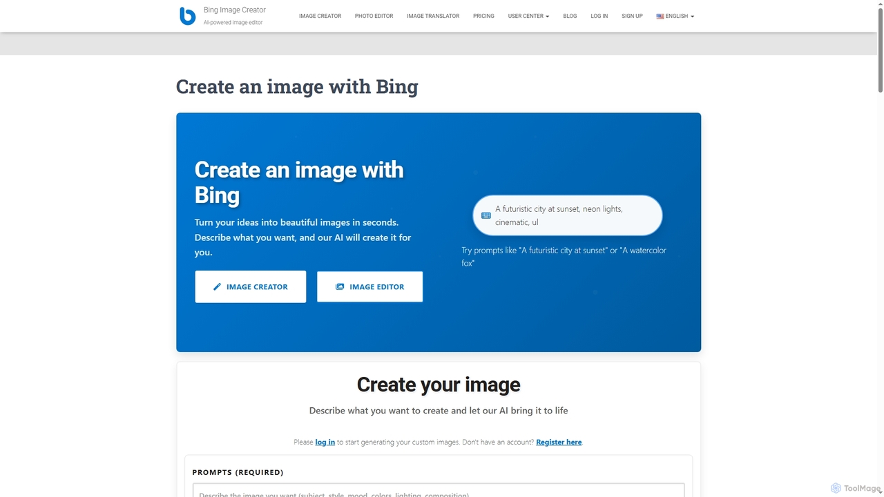 Createanimagewithbing