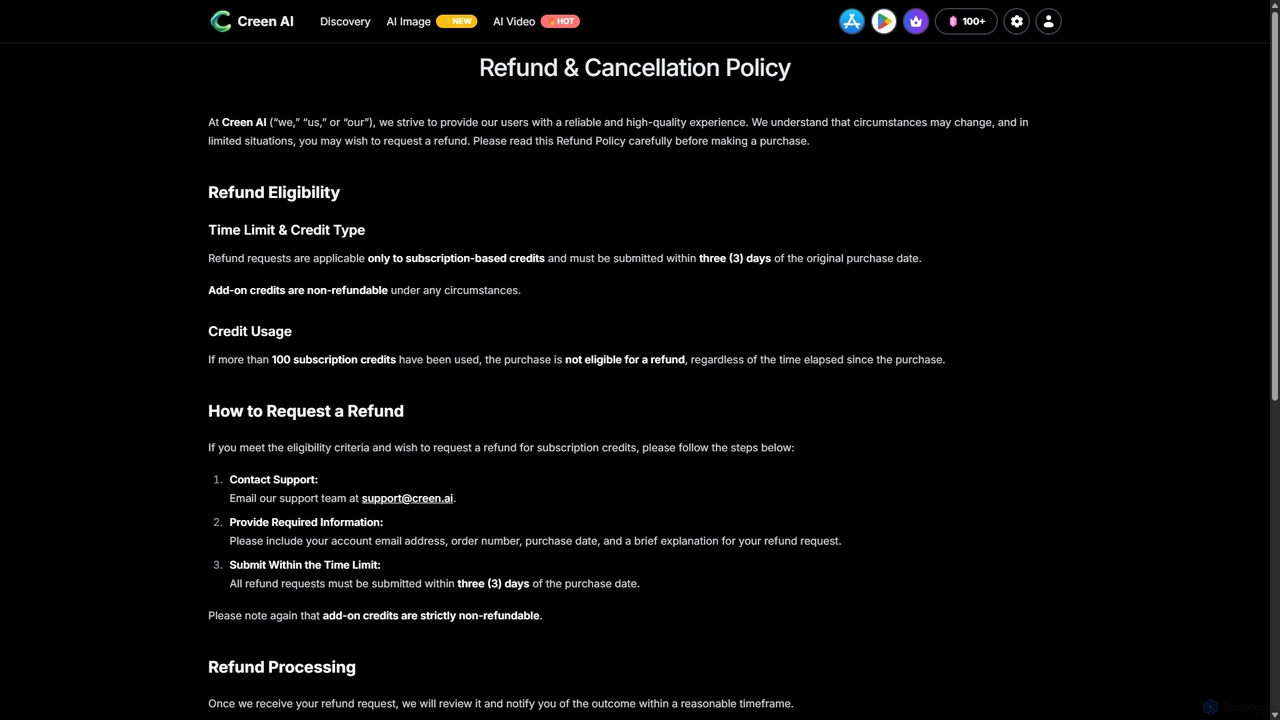 Refund & Cancellation Policy | Creen AI for Creen