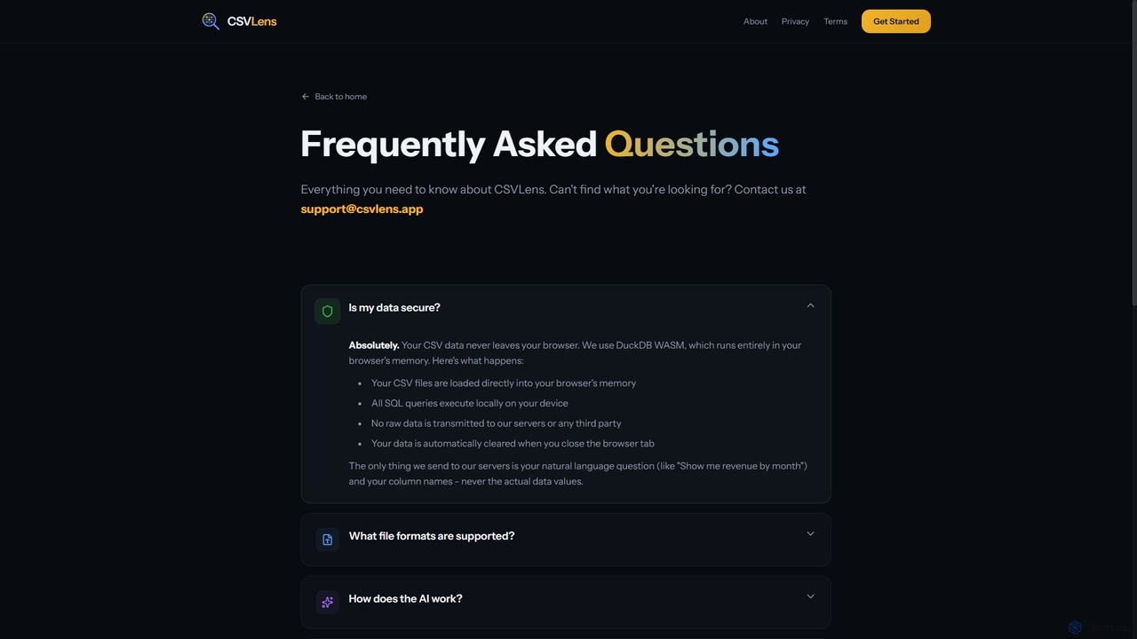 FAQ | CSVLens - Free AI CSV Analyzer | CSVLens for CSVLens