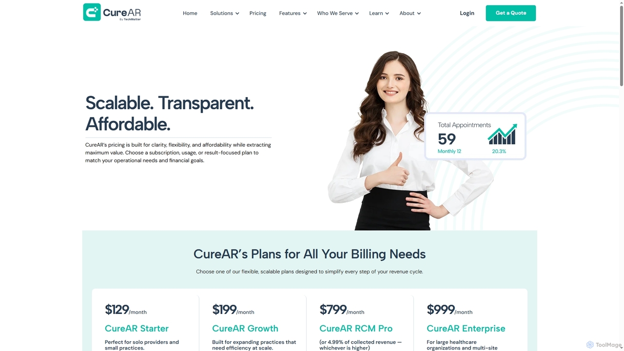 Cure AR Medical Billing Software Pricing for Curear