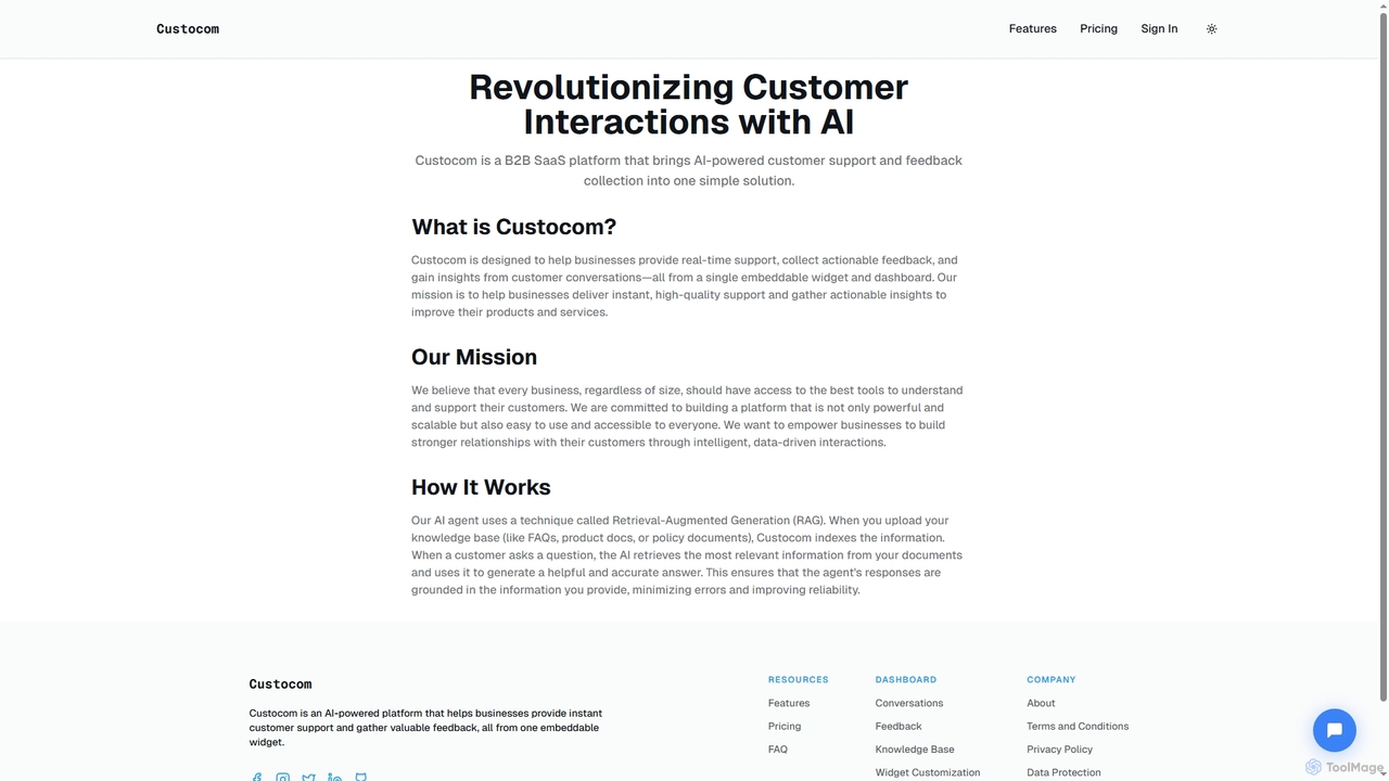 Custocom | AI-Powered Customer Support & Feedback for Custocom