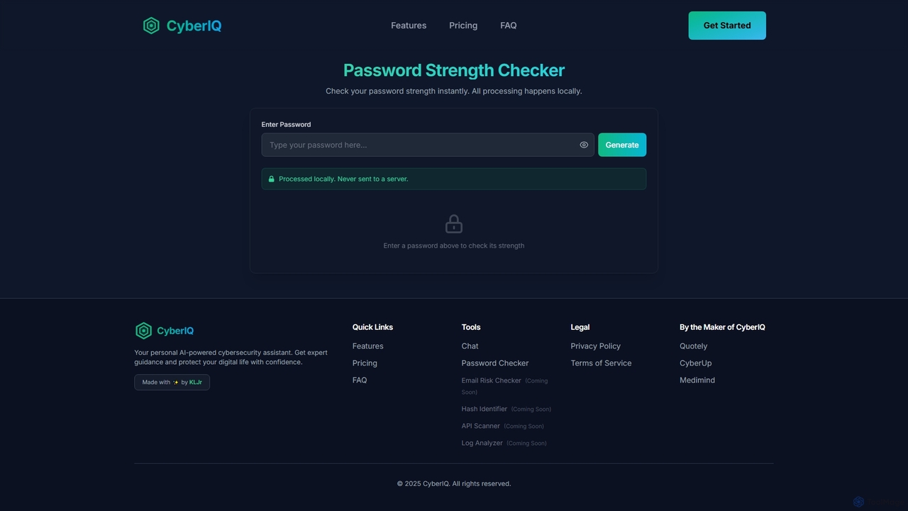 Password Strength Checker - CyberIQ for CyberIQ