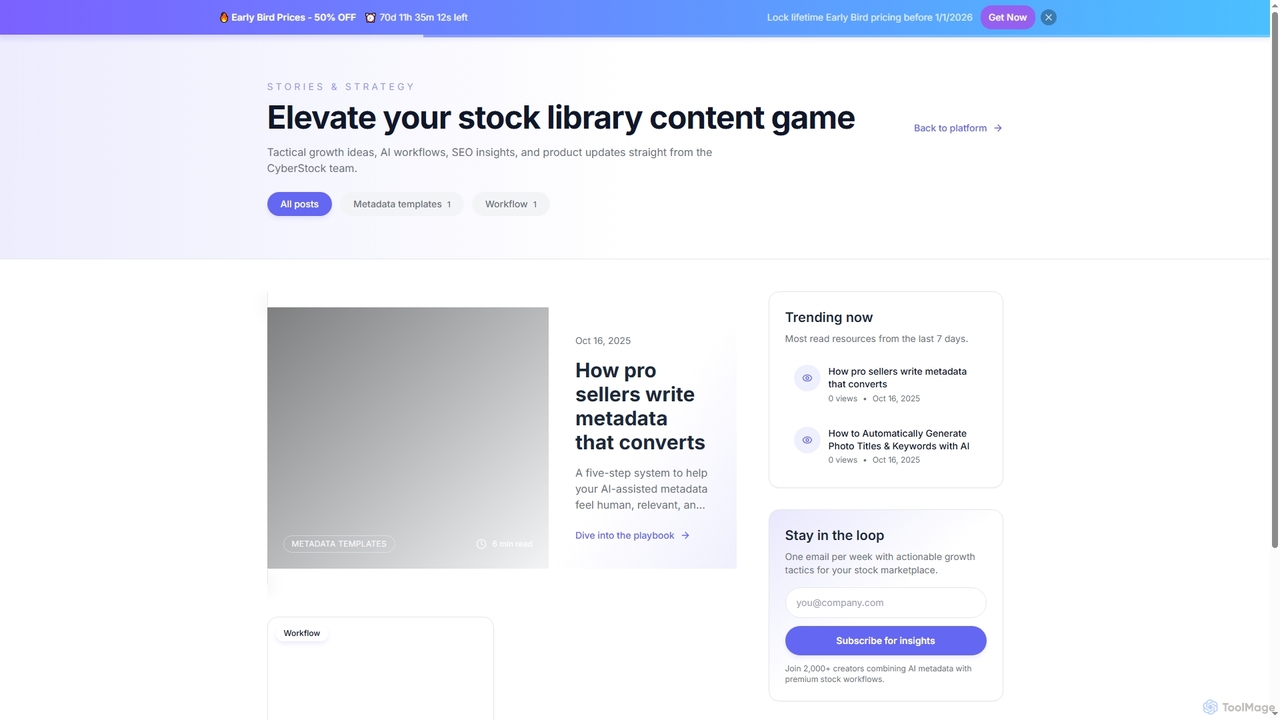 CyberStock | AI Metadata Generator for Adobe Stock, Shutterstock & Getty for CyberStock