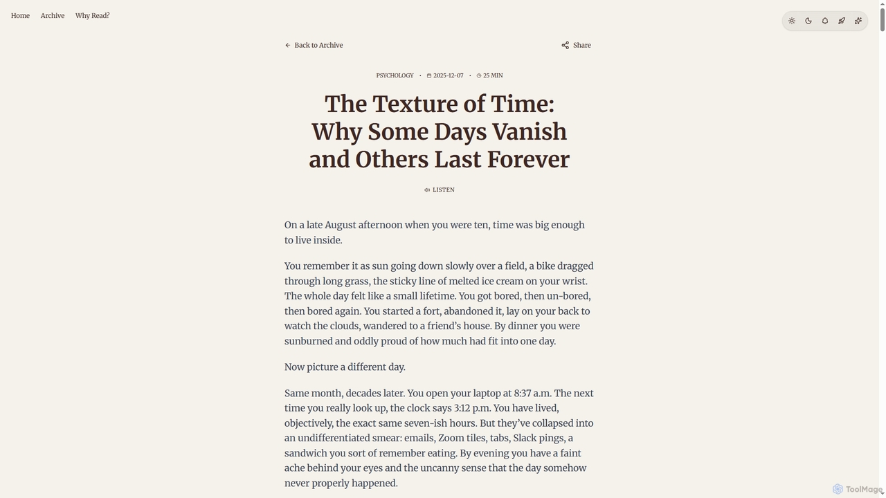The Texture of Time: Why Some Days Vanish and Others Last Forever - Dailicle | The Dailicle for Dailicle