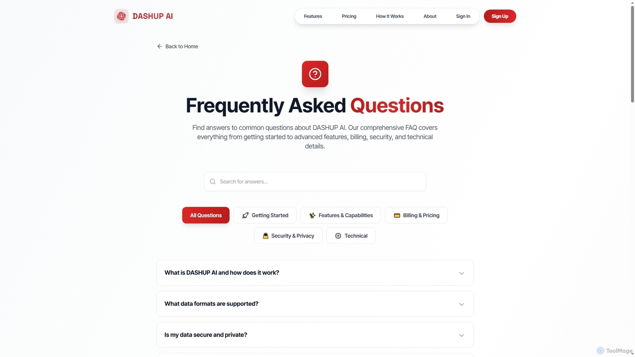 DashUp.ai Homepage for Dashup