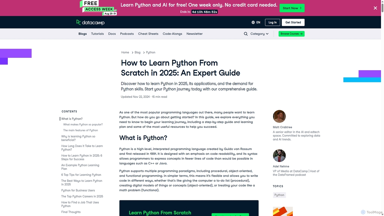How to Learn Python From Scratch in 2025: An Expert Guide | DataCamp for DataCamp