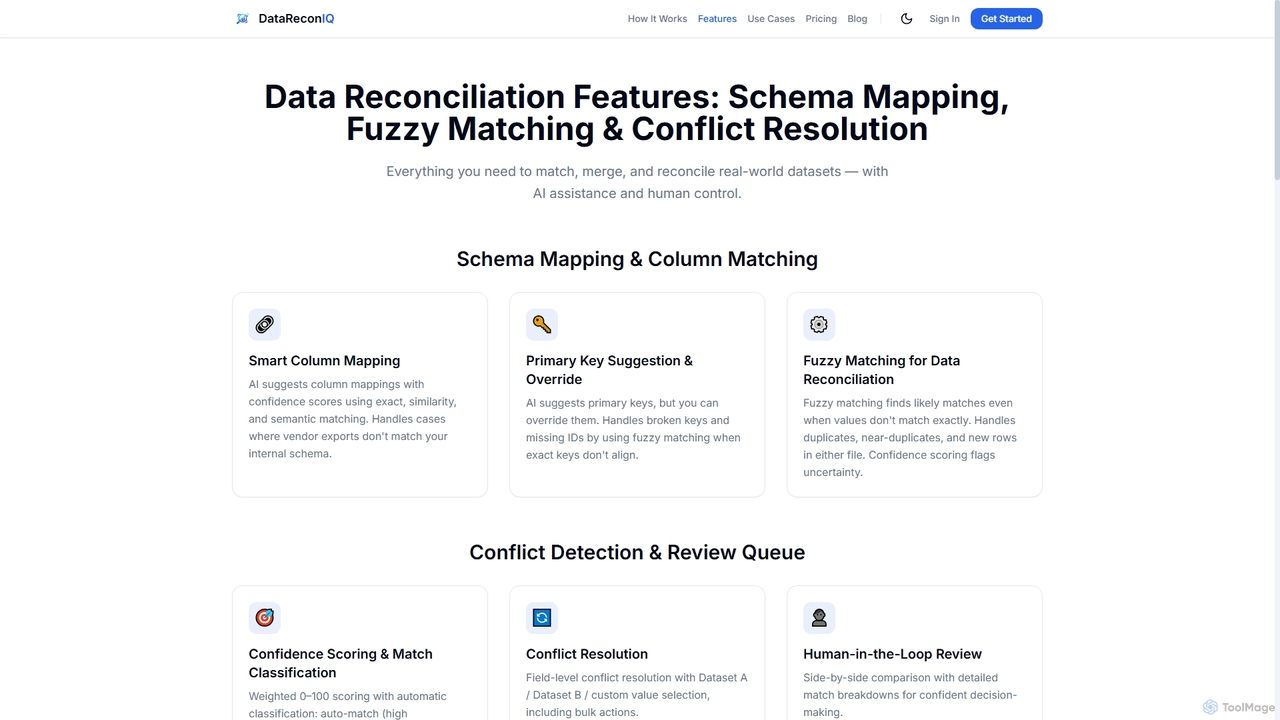 Data Reconciliation Features - Schema Mapping & Fuzzy Mat... | DataReconIQ for DataReconIQ