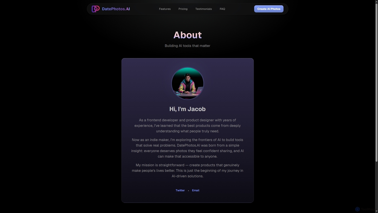 About DatePhotos.AI - AI Dating Photo Creator | Meet Jacob for DatePhotos