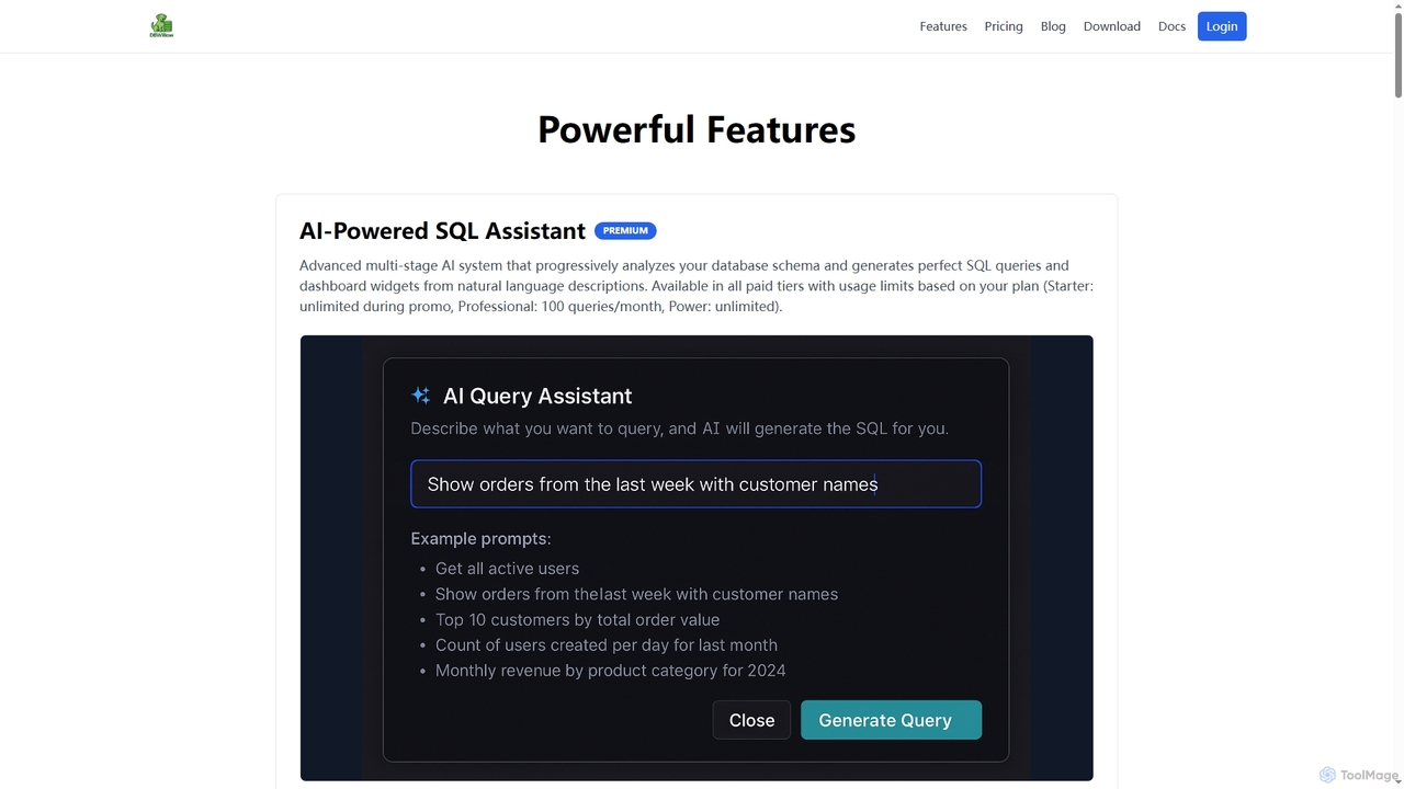 Features - DBWillow | DBWillow for DBWillow