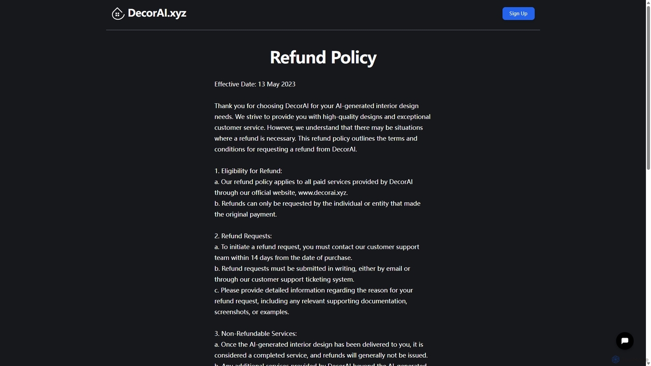 Refund Policy for DecorAI