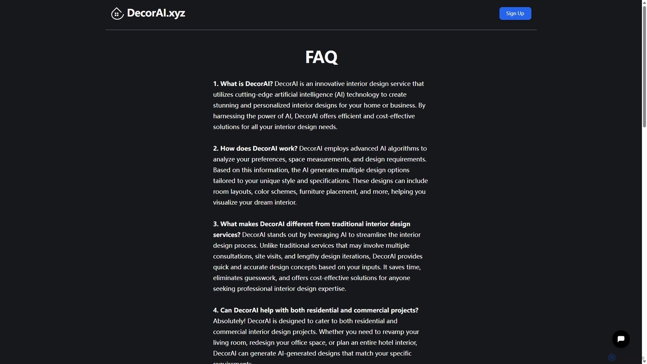 FAQ for DecorAI