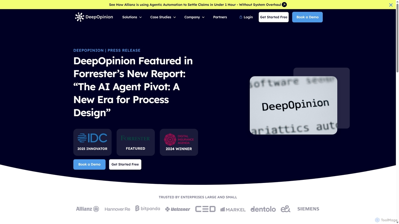 DeepOpinion Featured in Forrester’s New Report: “The AI Agent Pivot: A New Era for Process Design” for DeepOpinion