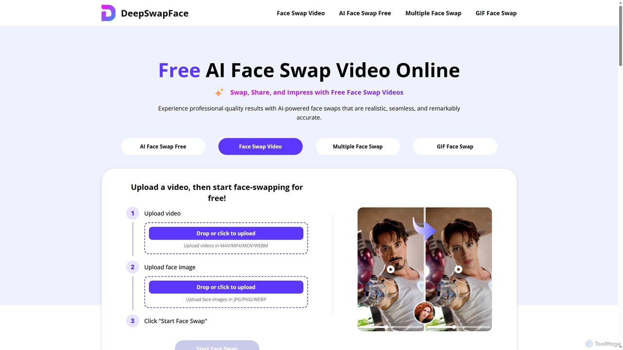 Free AI Face Swap Video Online - DeepSwapFace for DeepSwapFace