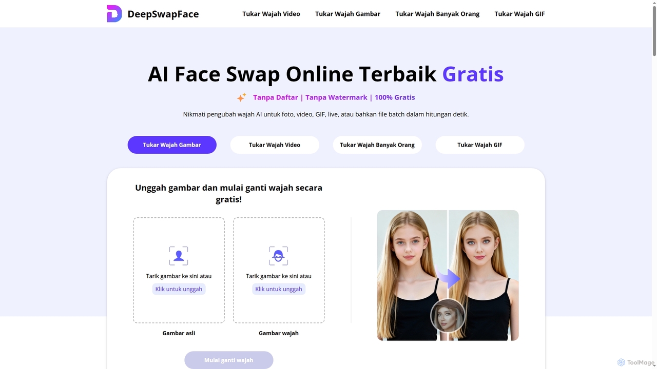 Alat Andalan Gratis untuk Tukar Wajah di Video dan Foto dengan AI: DeepSwapFace for DeepSwapFace