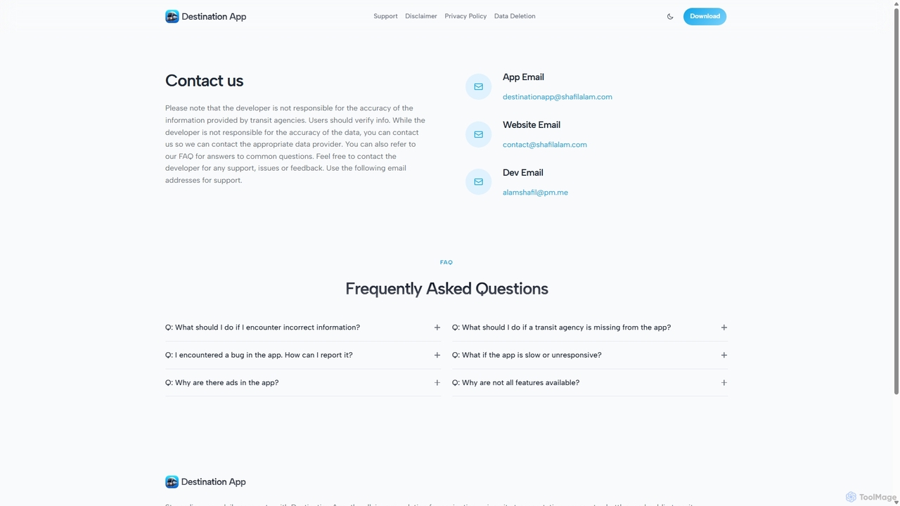 Support – Destination App for Destination App