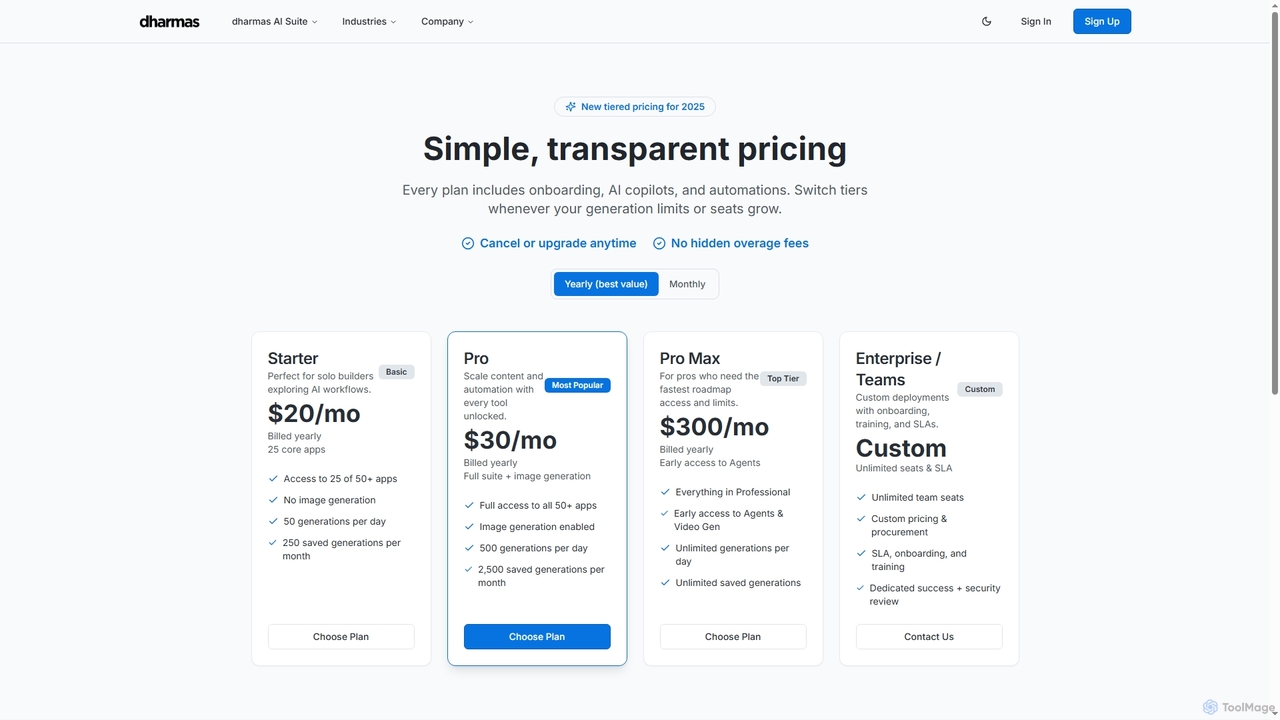 Pricing - Dharmas AI Suite | Dharmas AI Suite for Dharmas