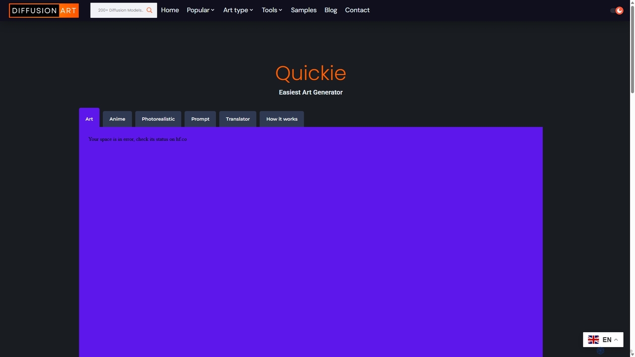 Quickie – One Click Art, Anime, Photo Generator – DiffusionArt.co for DiffusionArt.co