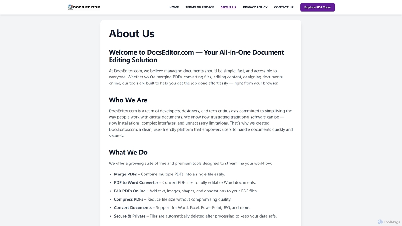 About Us - DocsEditor for Docseditor