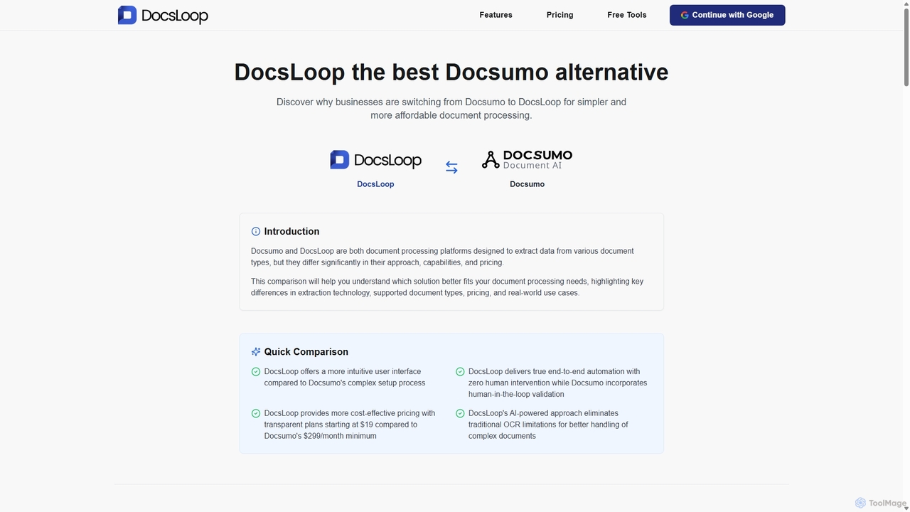 DocsLoop vs Docsumo: Best Docsumo Alternative in 2025 | DocsLoop for DocsLoop