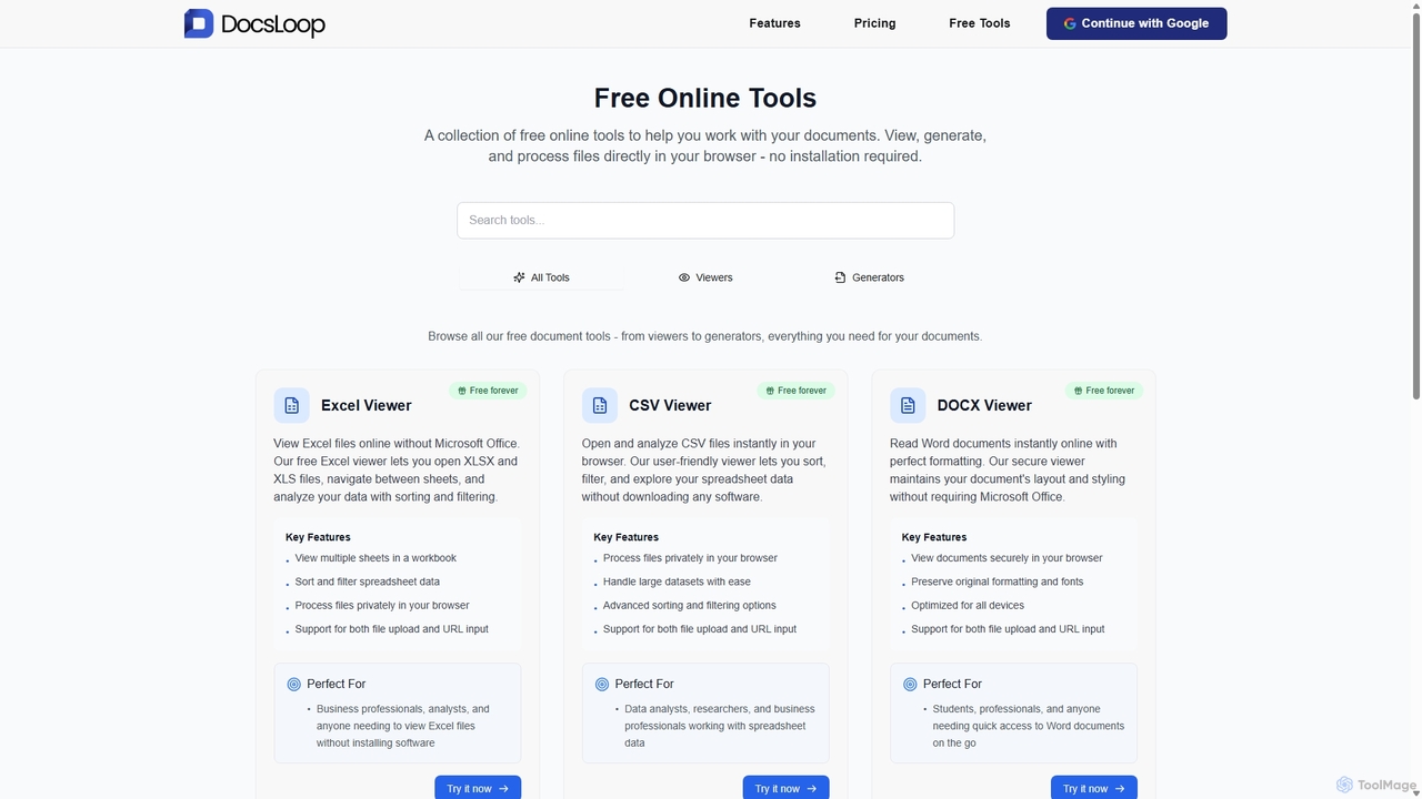 Free Online Tools - Document Processing Tools | DocsLoop for DocsLoop