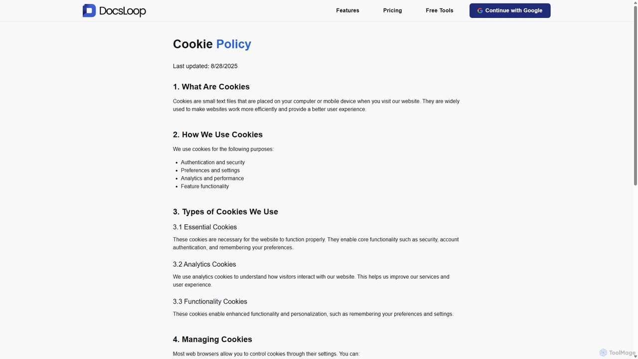Cookie Policy | DocsLoop for DocsLoop