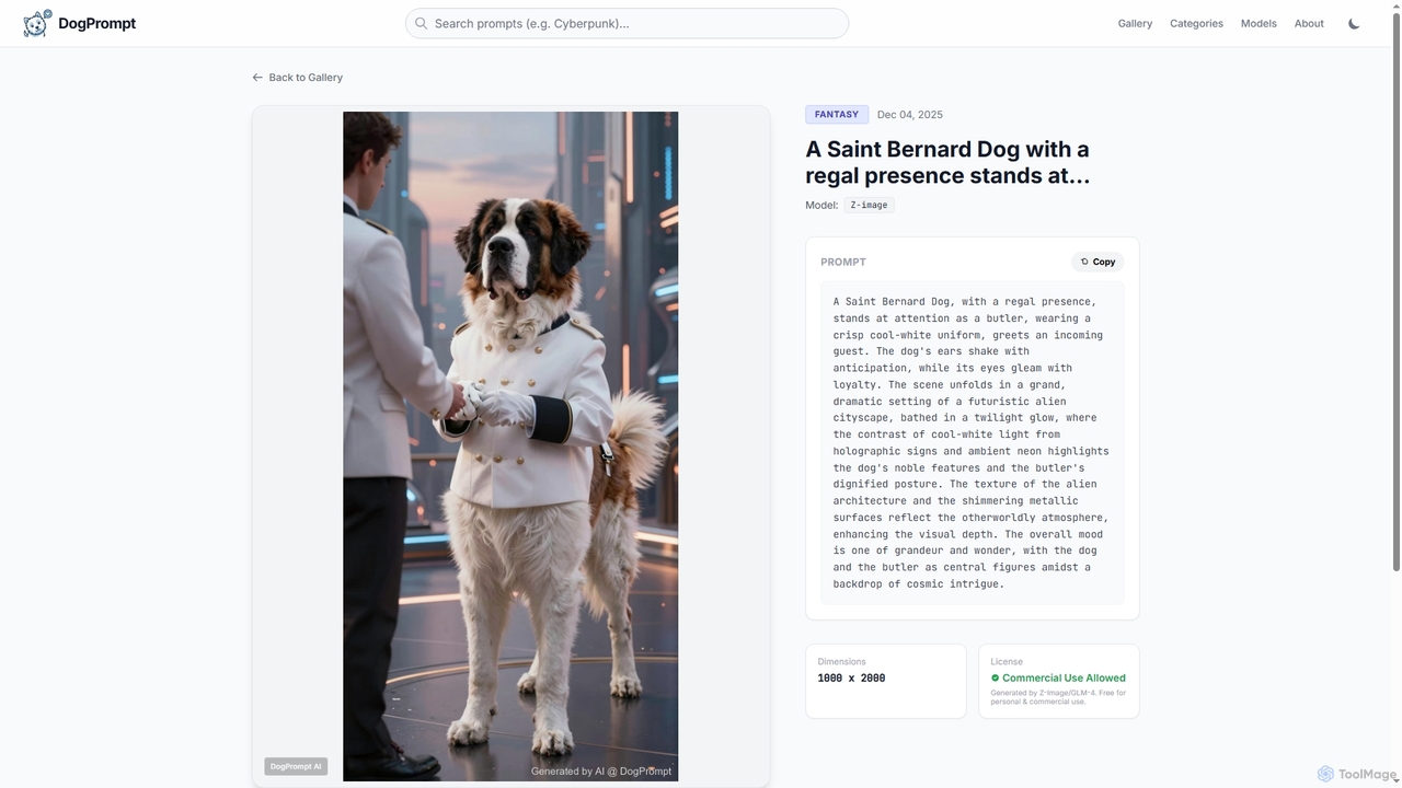 Z-image Prompt: A Saint Bernard Dog with a regal presence stands at | AI Prompt, Mobile Phone Wallpaper for DogPrompt