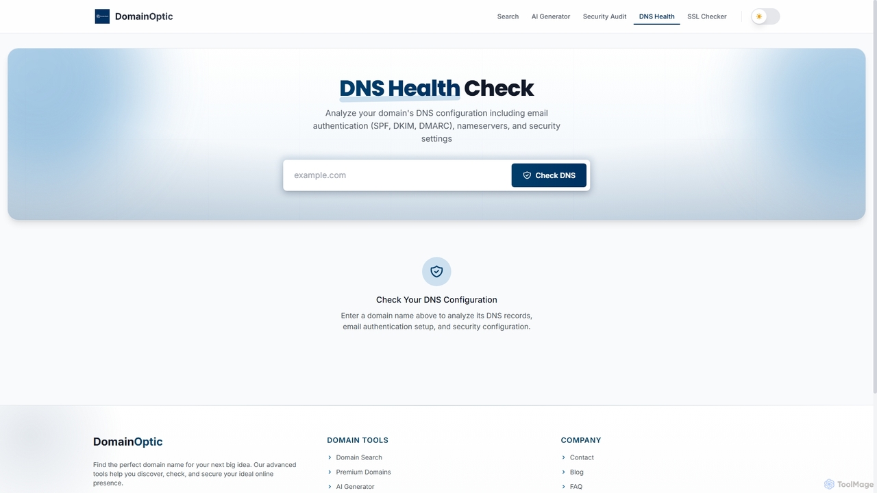 DNS Health Check | SPF, DKIM, DMARC Analyzer | DomainOptic for Domainoptic