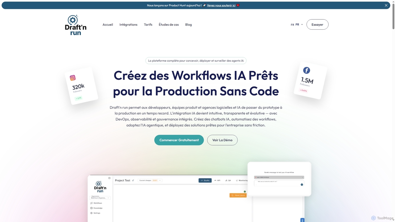 Draft'n Run | Plateforme d'Agents IA Open Source for Draftnrun