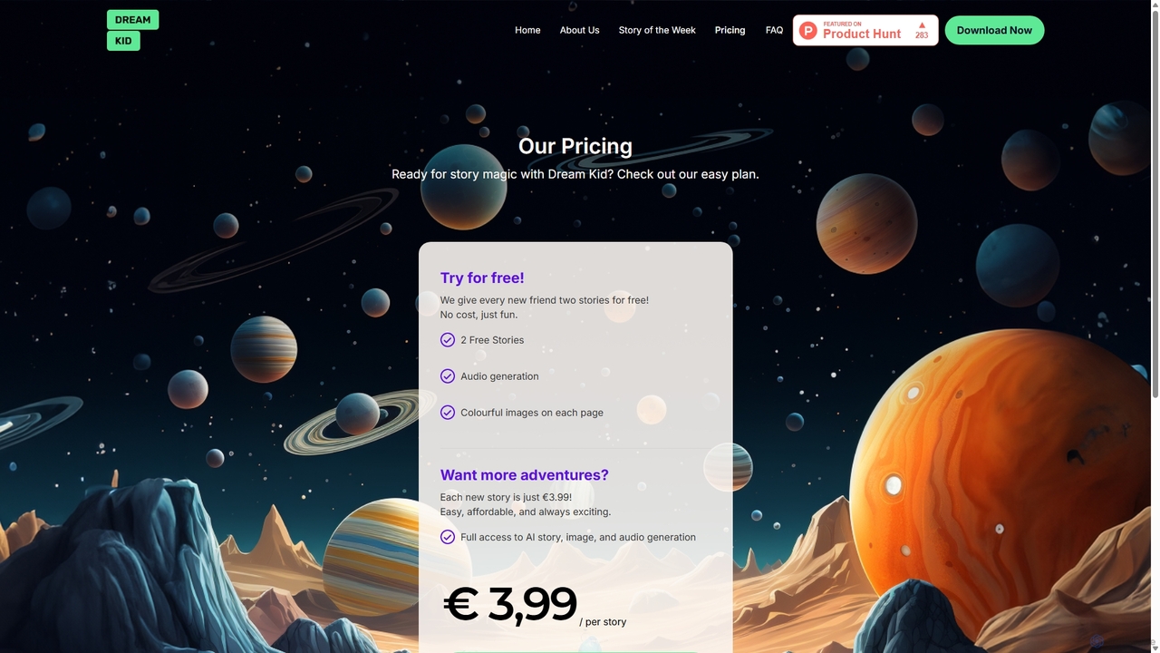 Pricing - Dream Kid AI - AI powered storyteller for children for Dream Kid AI