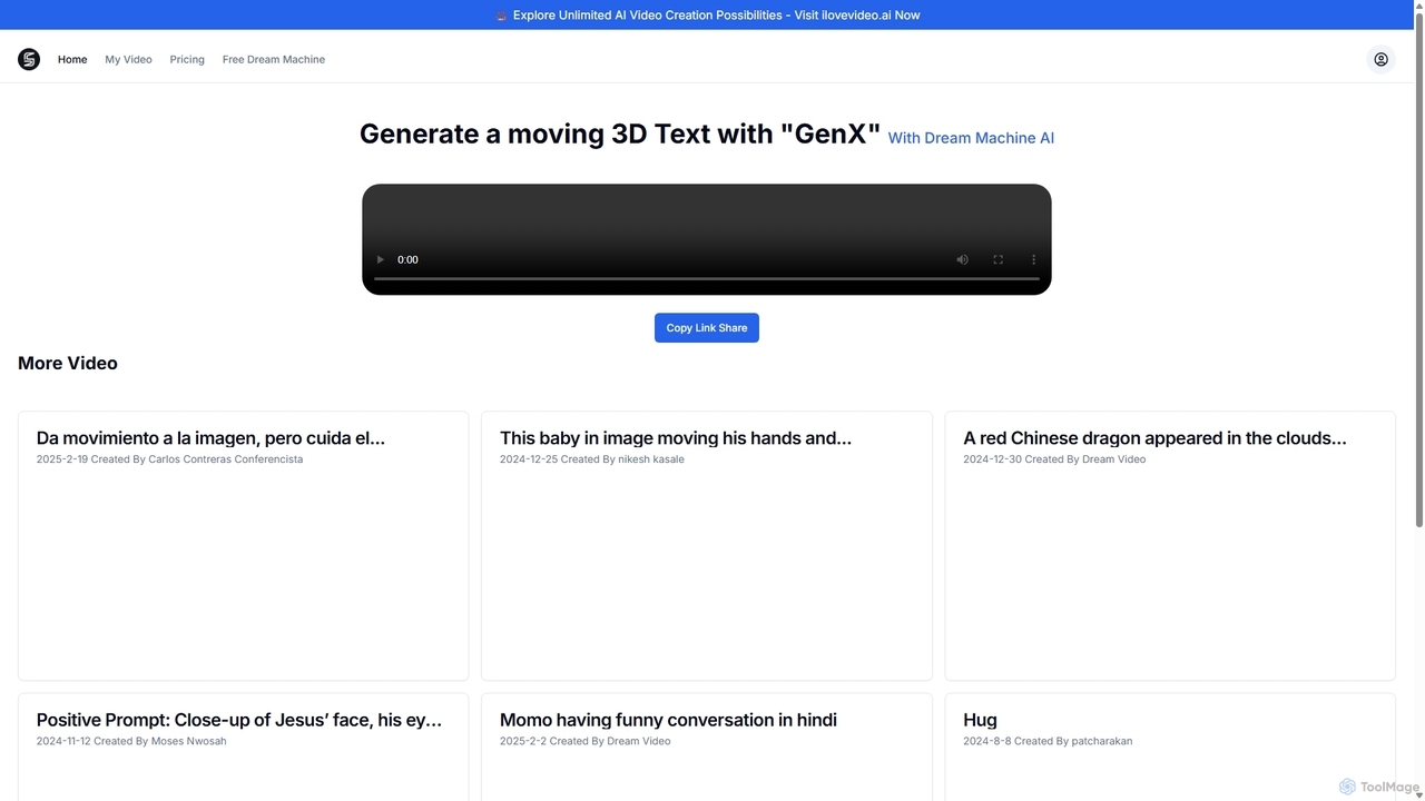 Generate a moving 3D Text with "GenX" - Play Free Ai Video for Dream Machine AI