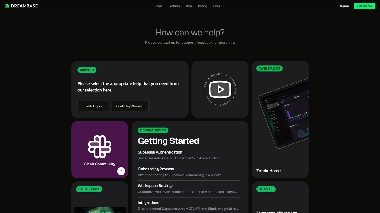 Dreambase Help & Support for Dreambase