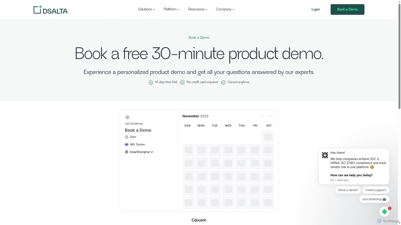 Book a Demo | DSALTA Compliance & Vendor Risk Platform for DSALTA