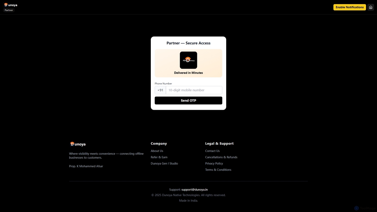 Dunoya Partner — Sign In for Dunoya