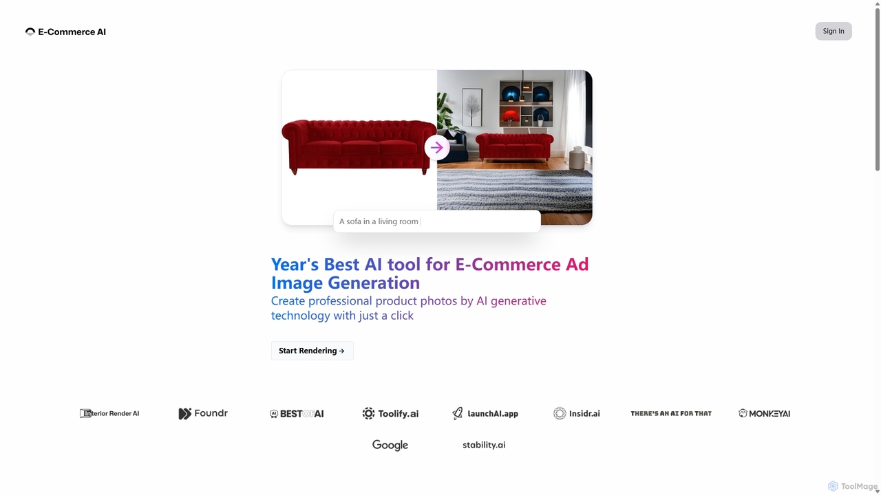 E-Commerce AI - Create professional e-commerce product photo for free with seconds for E-Commerce AI
