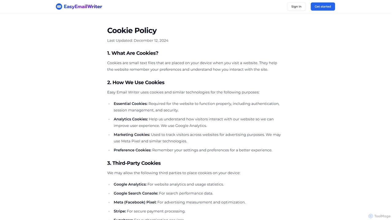 Cookie Policy | Easy Email Writer for EasyEmailWriter